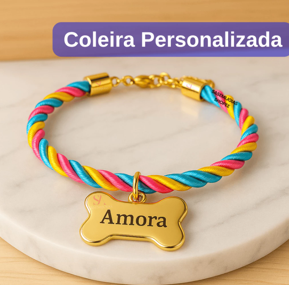 Coleira com pingente personalizado